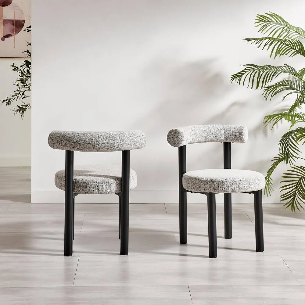 FurnitureboxUK 2x Isola Grey Fabric Dining Chairs Black Legs 3