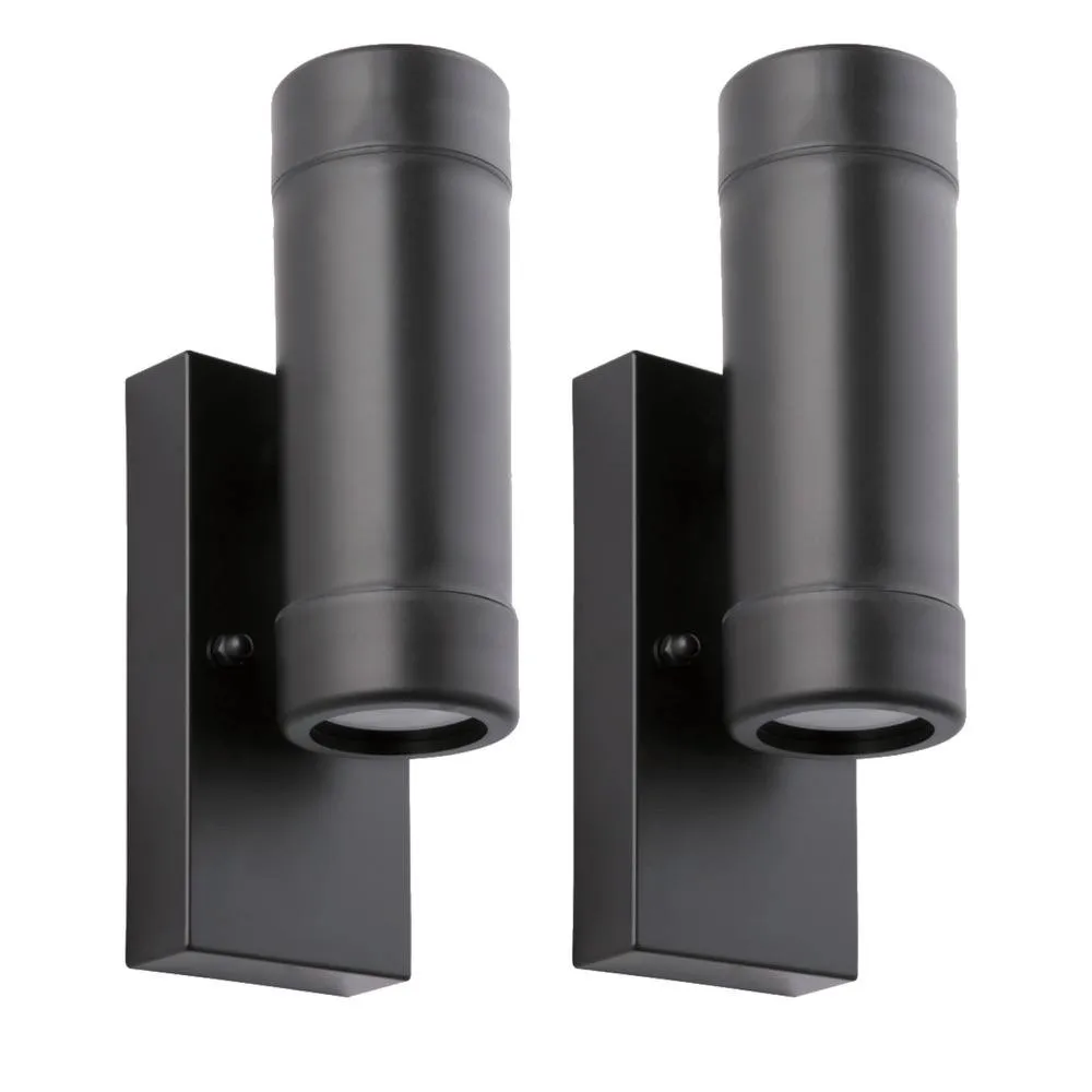 First Choice Lighting Set of 2 Gale - Polypropylene Coastal Dusk Dawn Wall Lights in Black