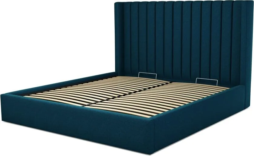 Cory Super King Size Ottoman Storage Bed, Navy Wool