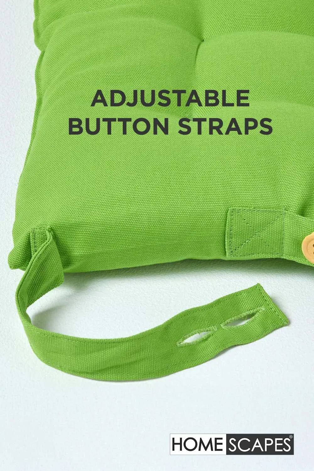 Homescapes 4 Pack Seat Pads Luxury 100% Cotton Indoor Outdoor Garden Cushion, 40cm in Lime 5