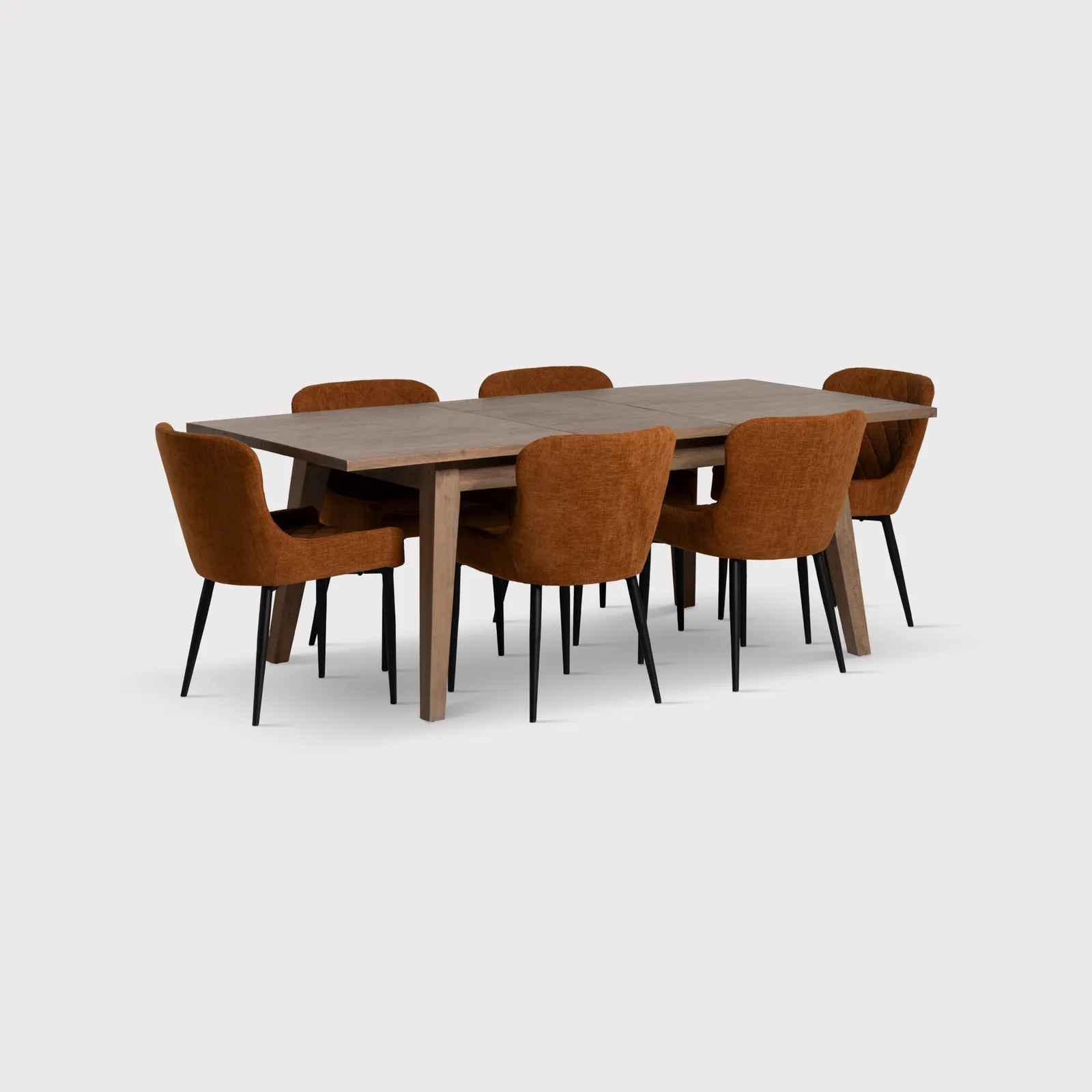 Hancock Ext 160-210cm Din Set with 6 Rivington, Grey Wood | Barker & Stonehouse