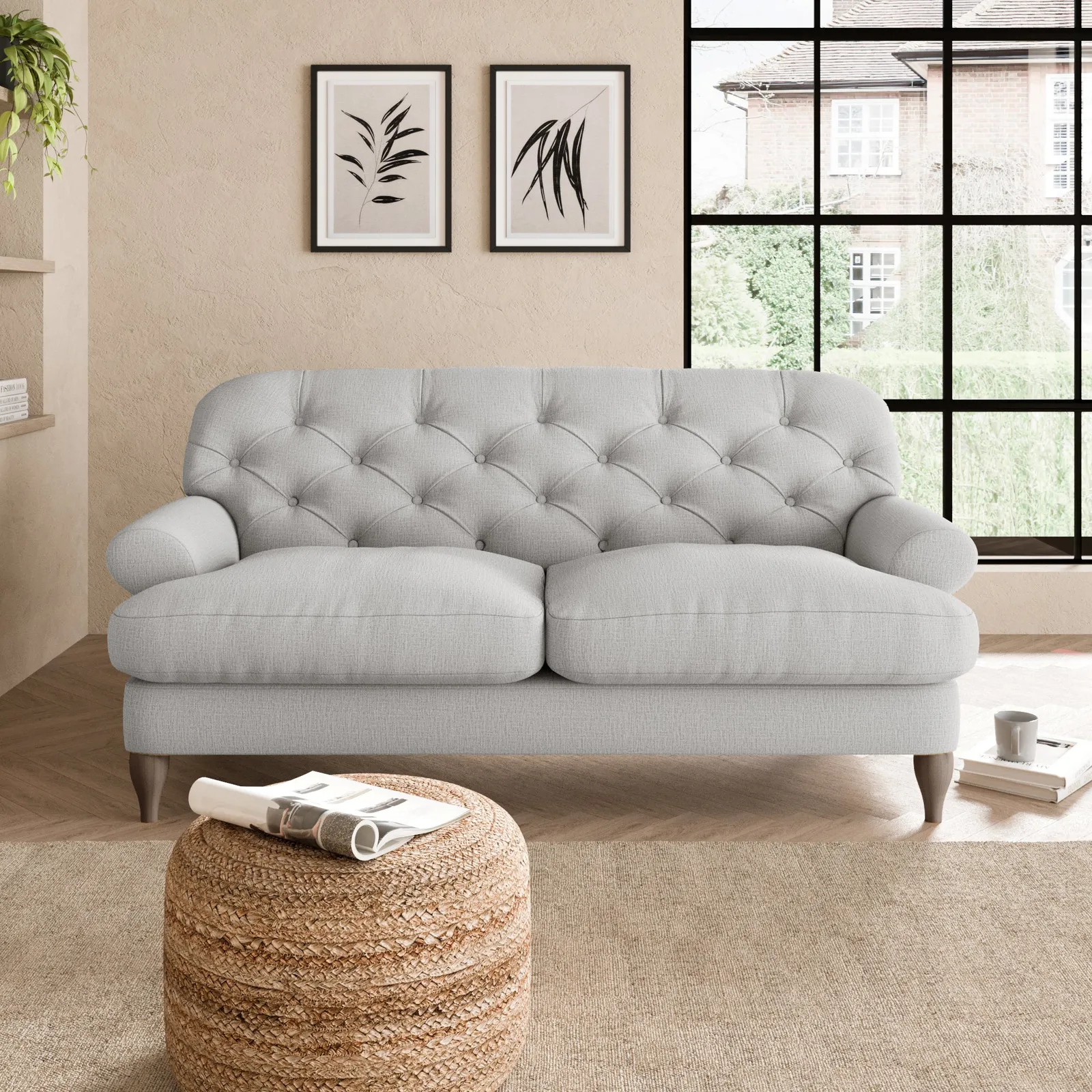 Canterbury Textured Weave 2 Seater Sofa Silver