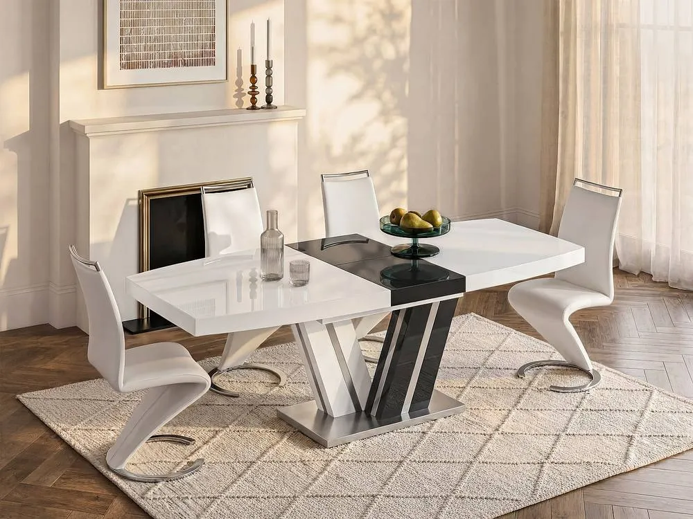 Vente-unique Extendable Dining Table - 6 To 8 Seats - Grey & White - Lacquereded 3