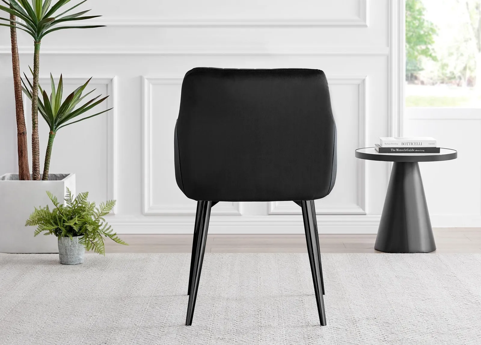 FurnitureboxUK Set of 2 Calla Deep Padded Dining Chairs Upholstered in Soft Velvet With Black Metal Legs 6