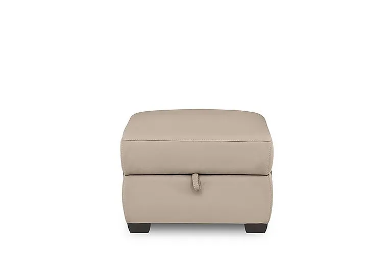 Brescia Leather Storage Footstool - BV Pebble