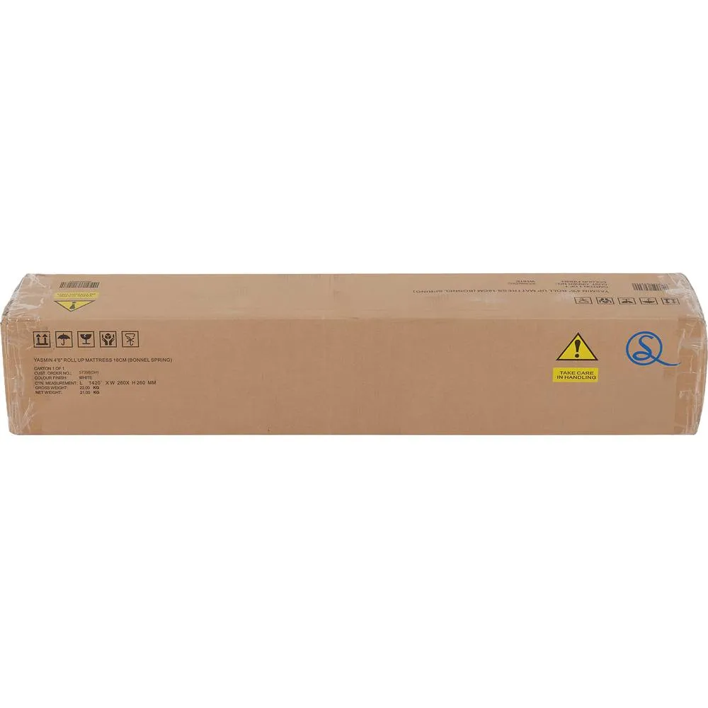 Seconique Yasmin 4'6" Roll-Up Mattress 18cm (Bonnel Spring) in White 3