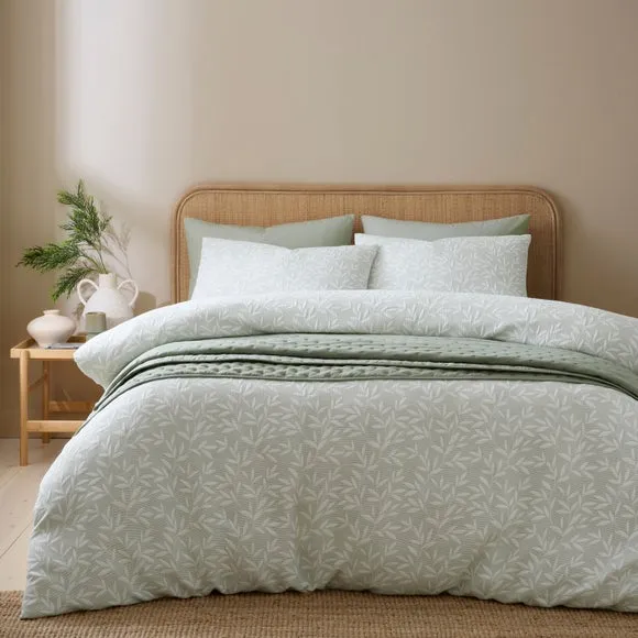 Ecton Leaf Jacquard Duvet Cover & Pillowcase Set 2