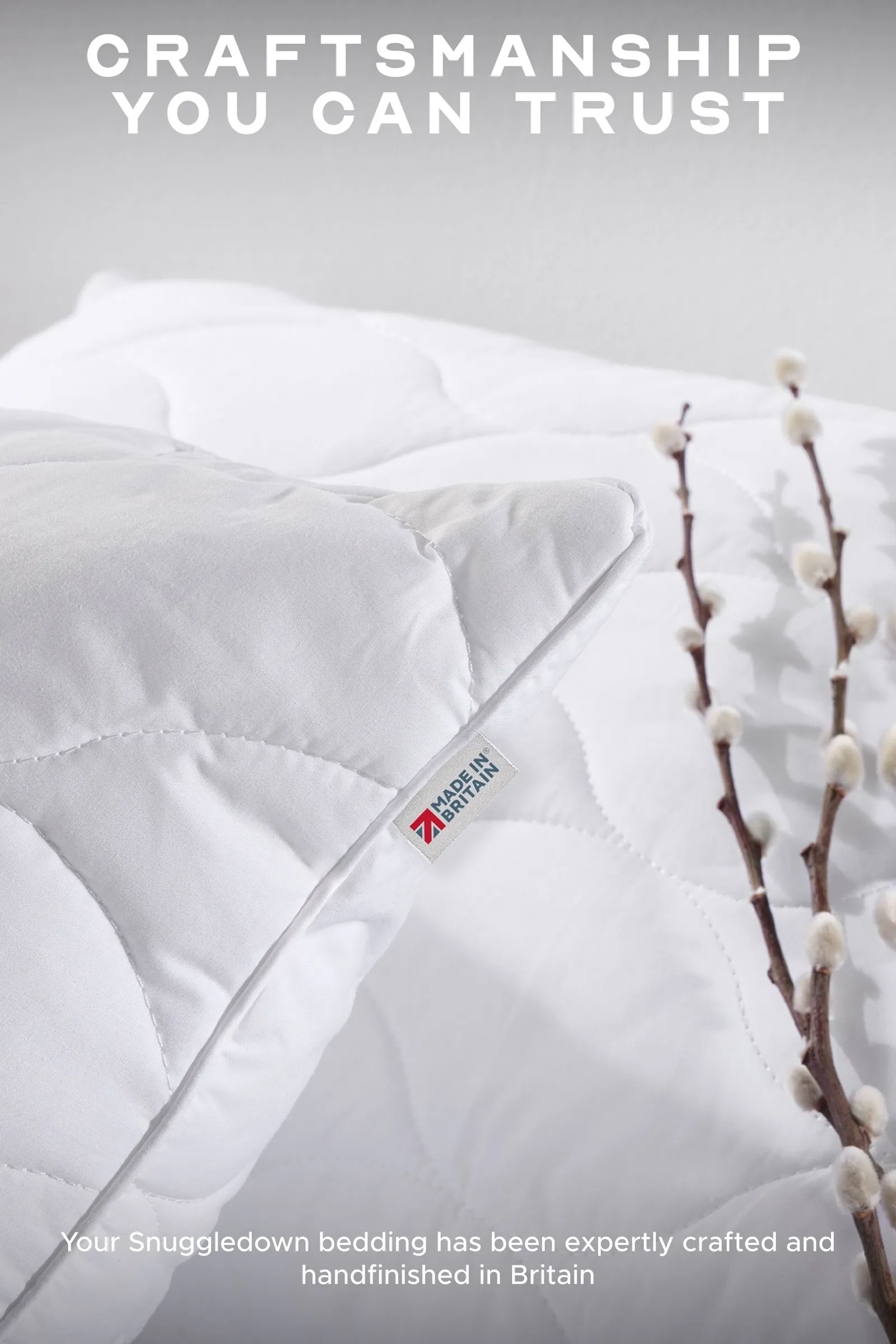 Snuggledown Luxury Cotton Quilted Pillow, Firm Support, 4 Pack in White 5
