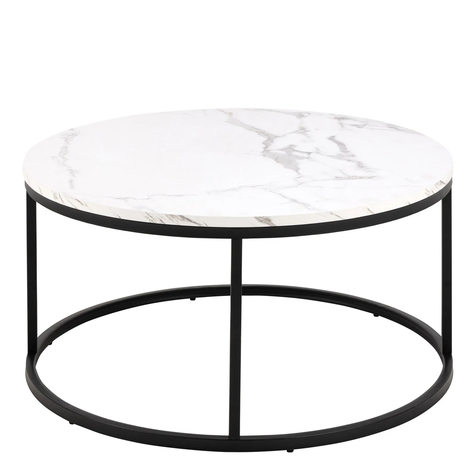 Furniture To Go Spiro Coffee Table with White Marble Melamine Top & Black Legs 2