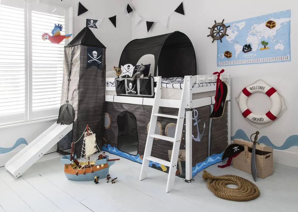 Nöa and Nani Moro Cabin Bed with Slide & Pirate Hideaway Package in White