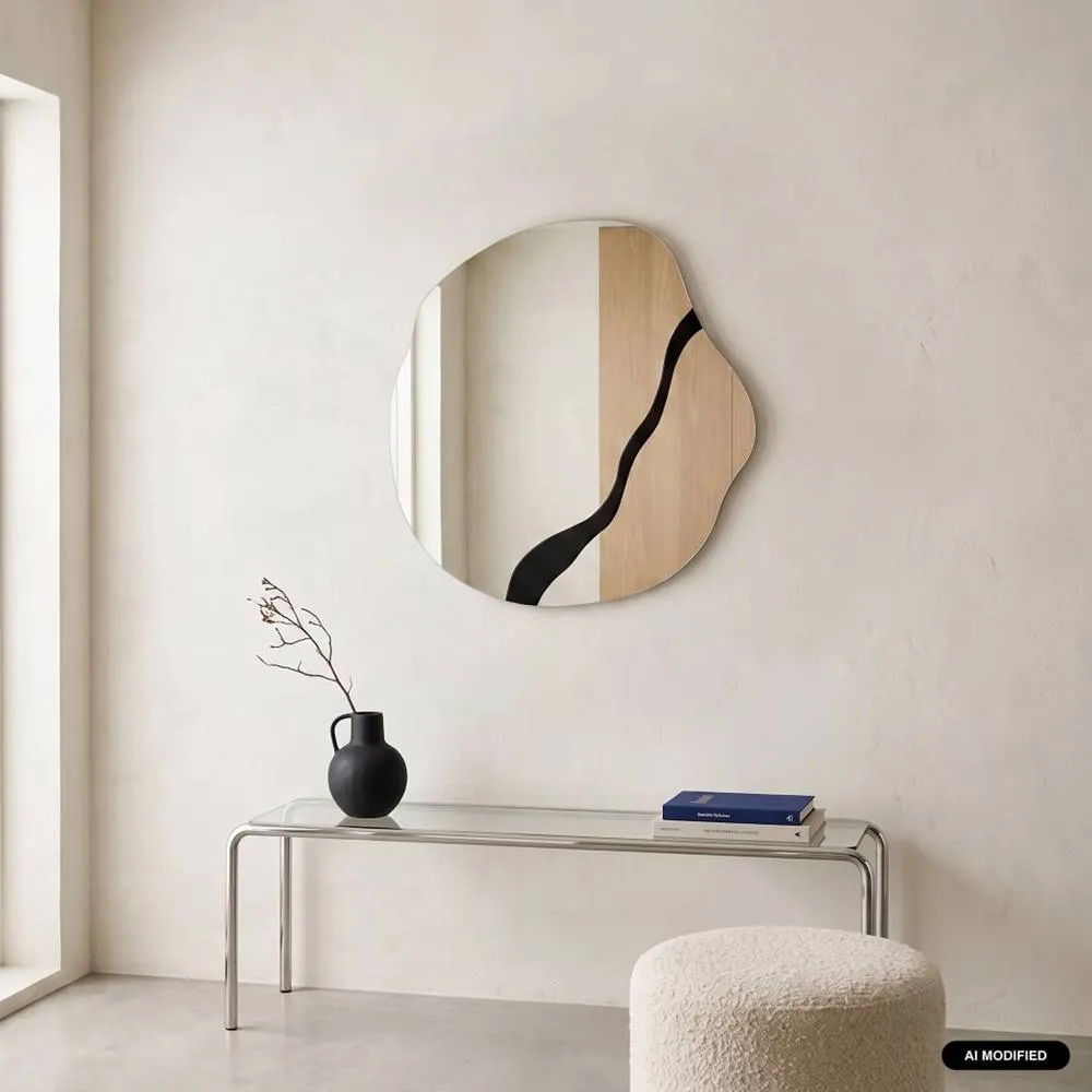 sweeek mirror with wood pattern 74.5cm in Black