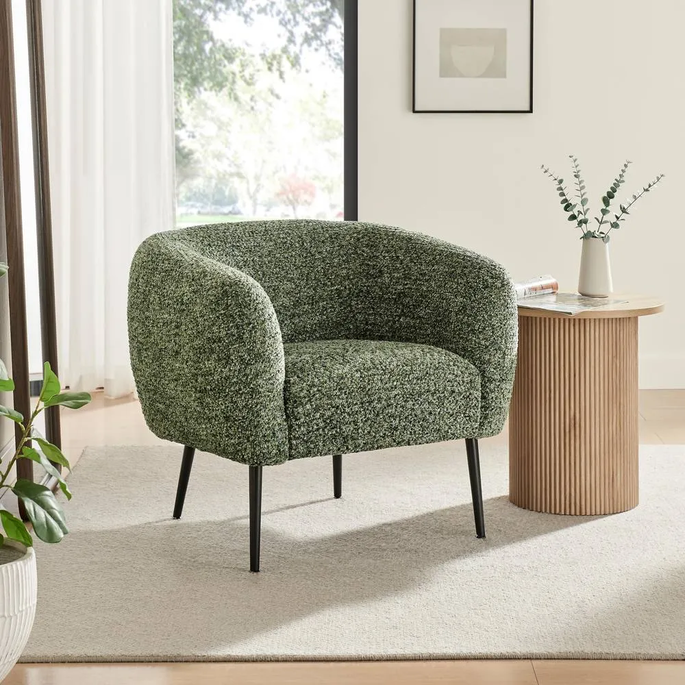 FurnitureboxUK Veda Fabric Accent Tub Chair in Green