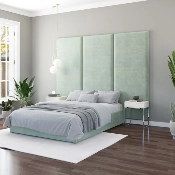 Hanging Wall Panel Dual Mount Plush Velvet Headboard 5