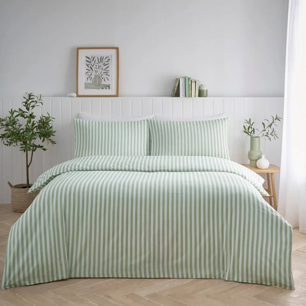 Portfolio Home Pencil Stripe Duvet Cover Set in Green