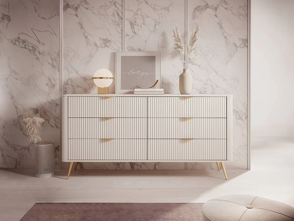 Vente-unique 6-Drawer Chest Of Drawers - Beige & Gold - ELONARIA II 3