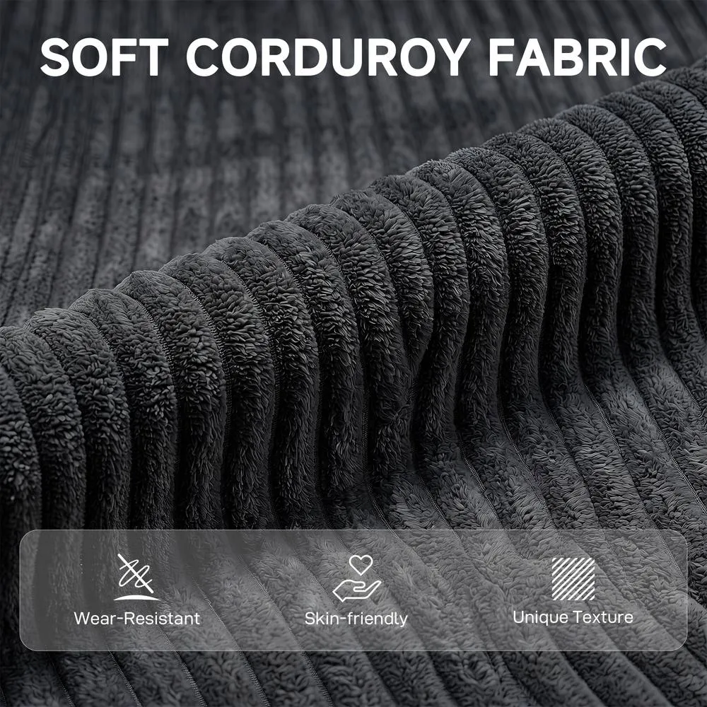 HOMCOM 2 Seater Sofa, 118 cm Corduroy Small Loveseat Sofa, Dark Grey 4