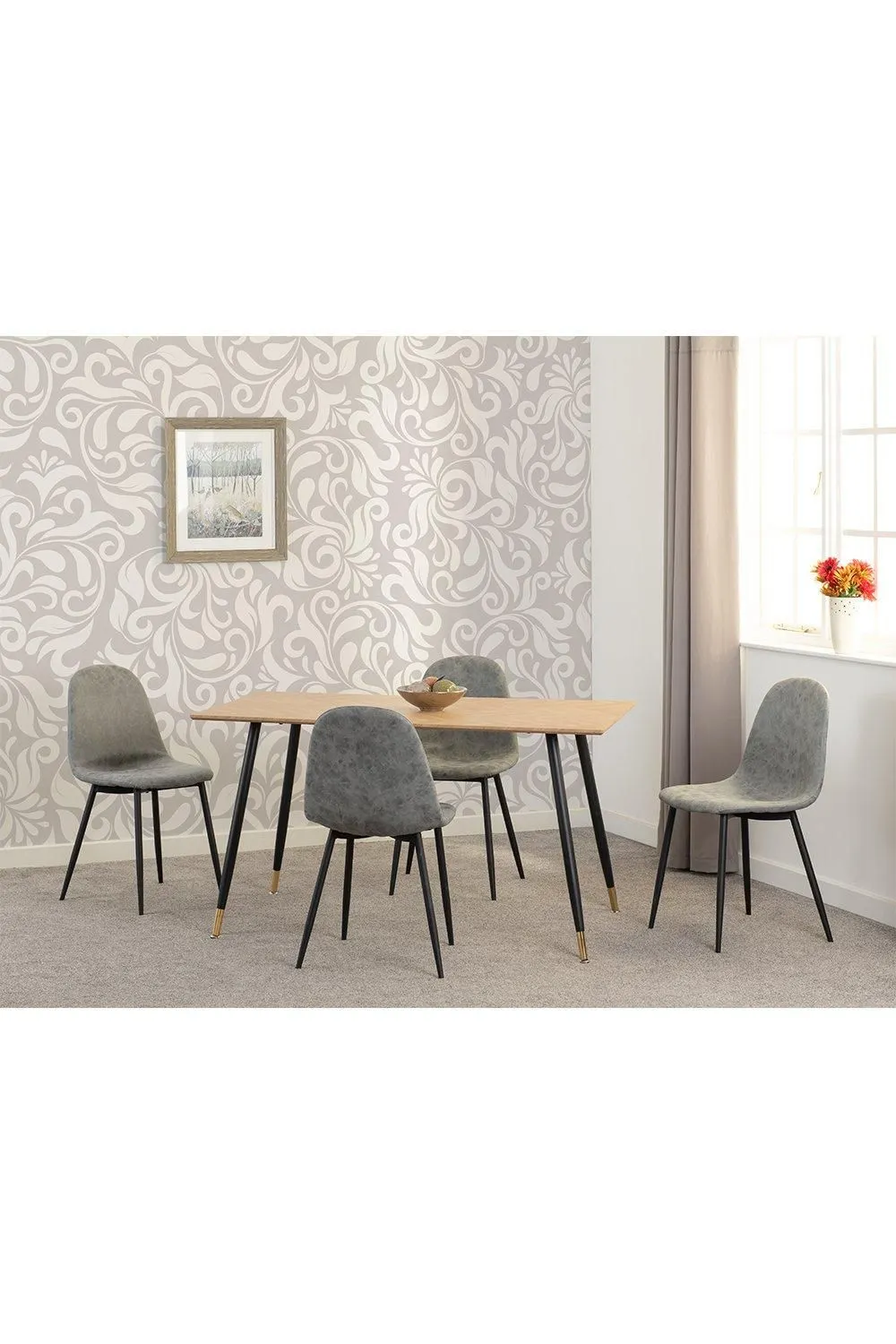 Seconique Hamilton Medium Dining Set with Athens Chairs in Grey