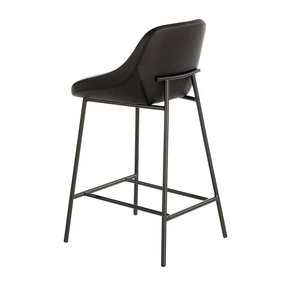 Angel Cerda Grey Fabric Seat & Black Leatherette Back Stool 6