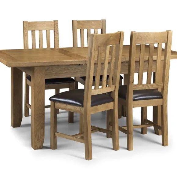 Astoria 4-6 Seater Rectangular Extendable Dining Table with 4 Chairs, Solid Oak 2