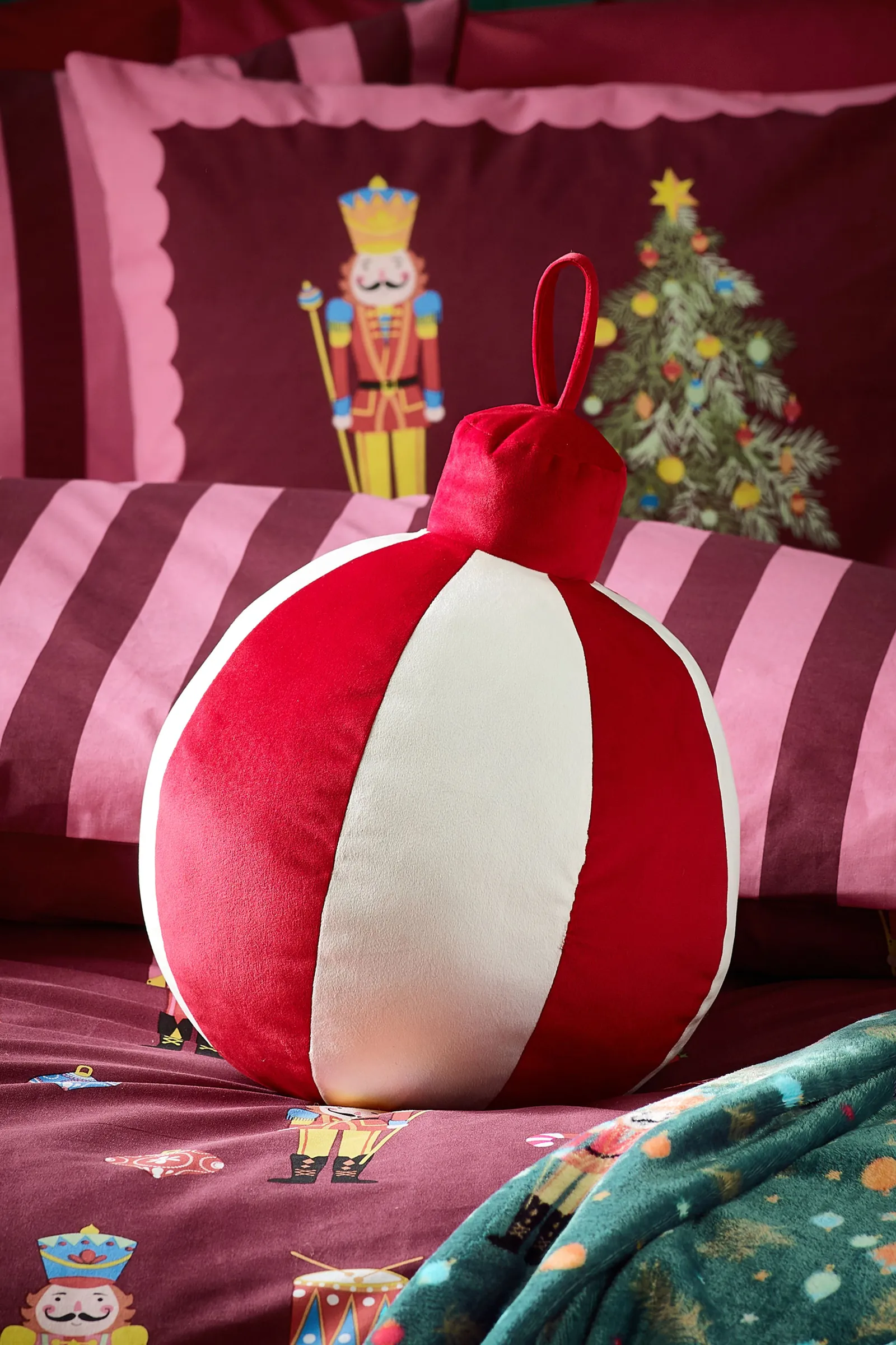 Catherine Lansfield 'Christmas Bauble' 3D Shaped Cushion in Red 3