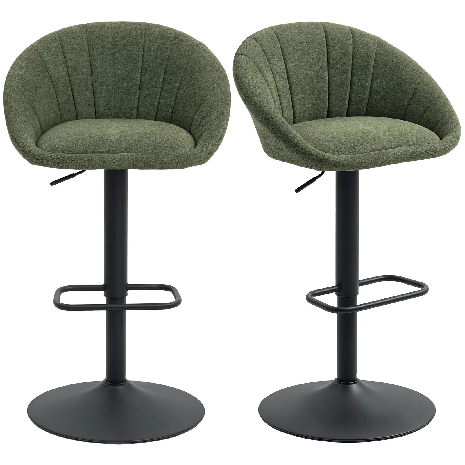HOMCOM Swivel Bar Stools Set of 2 Height Adjustable Bar Chairs in Dark Green 2