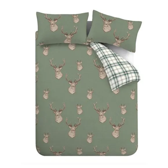 Catherine Lansfield Stag Check Polycotton Duvet Cover & Pillowcase Set 5