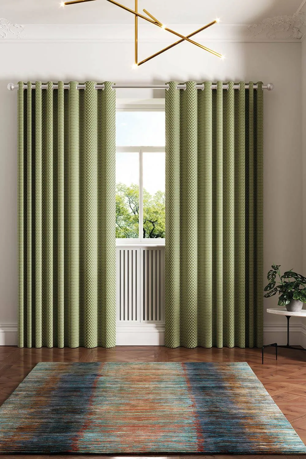 Ted Baker 'Palm Geo' Cotton Lined Curtains in Green 4