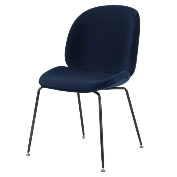 Fusion Living Luxurious Velvet Dining Chair with Black Metal Legs 2