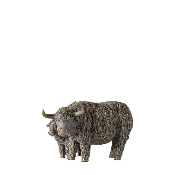 Cedar & Sage Highland Cow Mum & Calf Ornament 2
