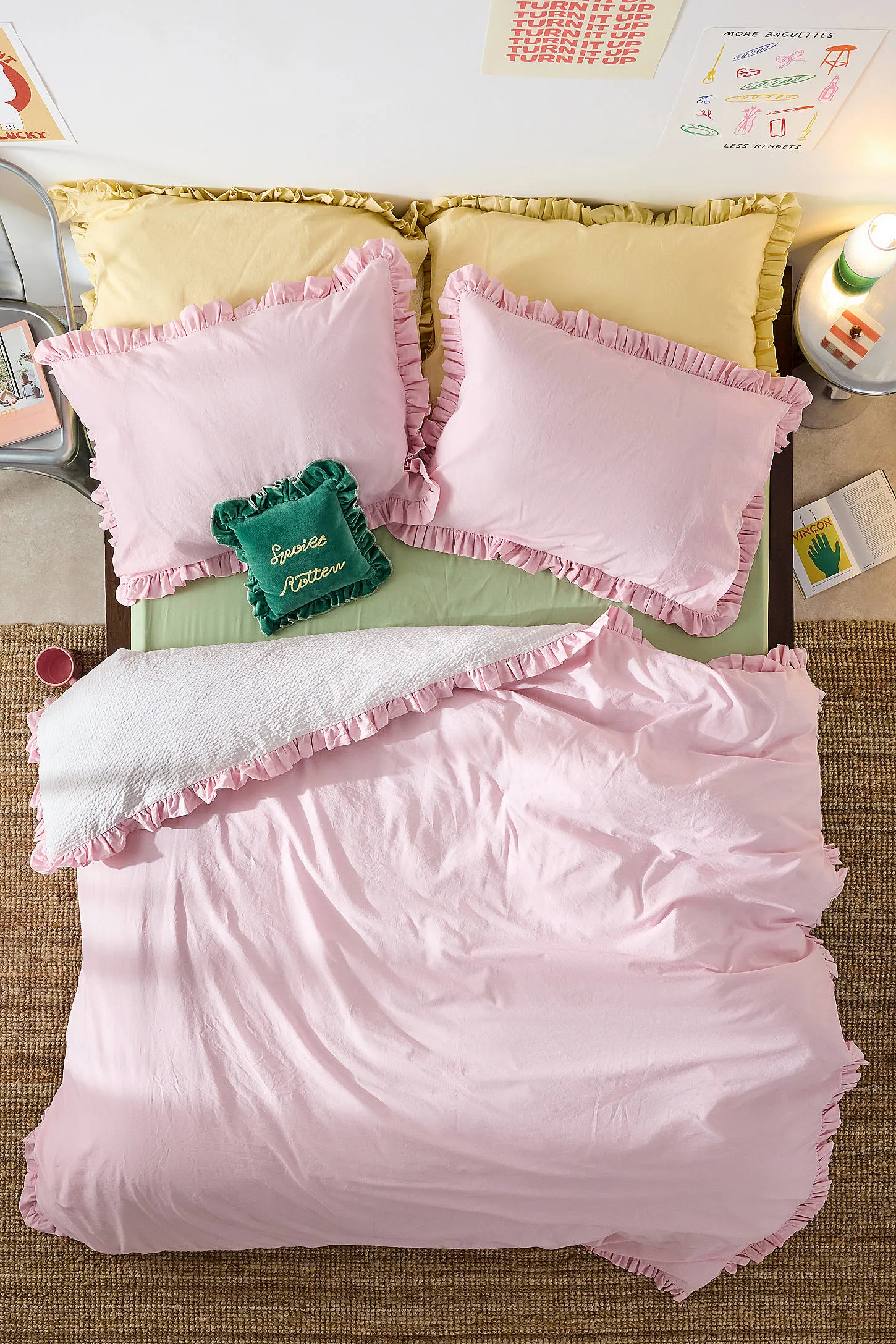 Pink Stripe Seersucker Duvet Set - Pink 3