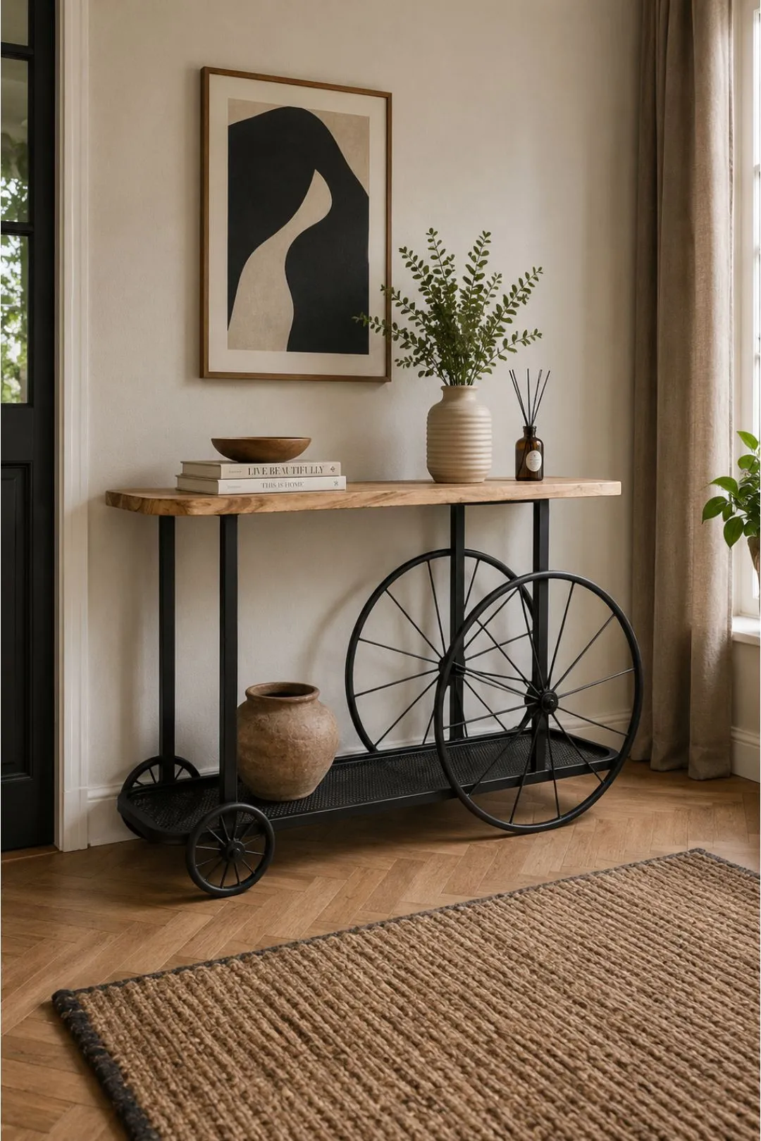 IH Design Lilah Industrial Creative Console / Hall Table in Brown