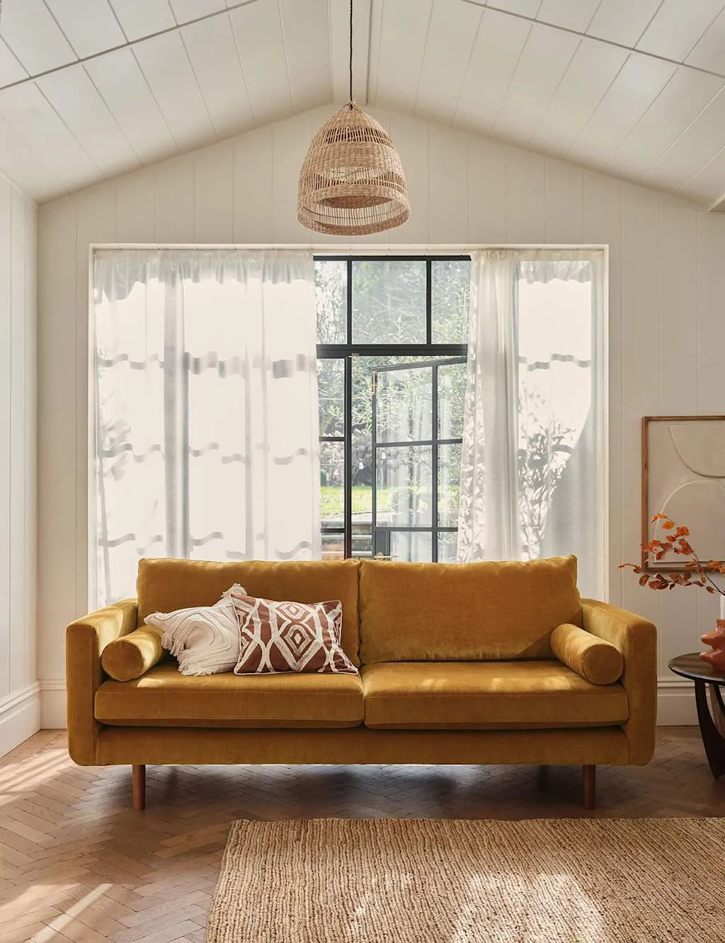 BARKER AND STONEHOUSE Moore Chenille Extra Large 3 Seater Sofa Yellow