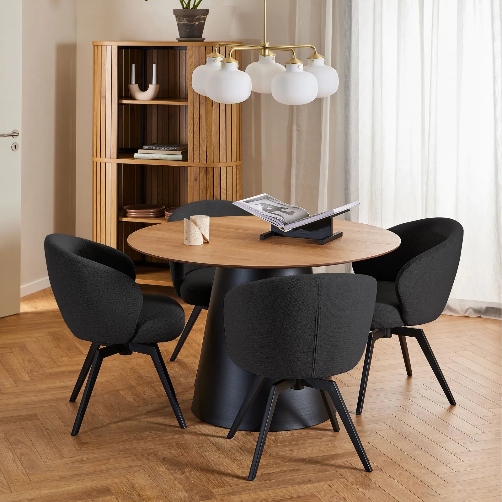 Furniture To Go Darlene Dining Chair with Armrest & Swivel Function in Black in Grey 5