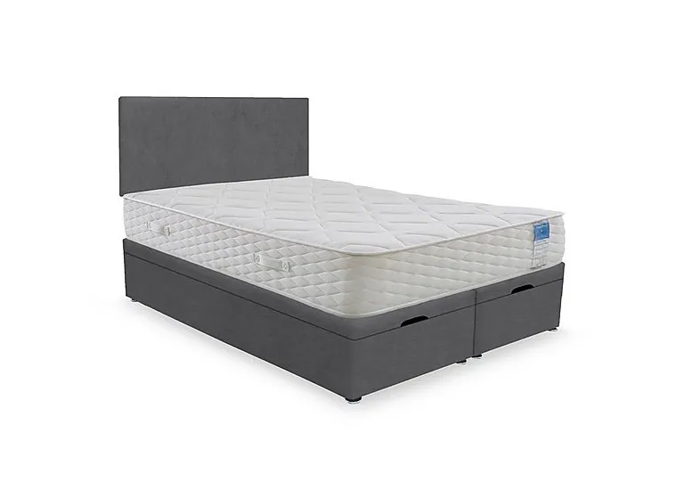 Memory Plus End Lift Ottoman Divan Set - Super King - Plush Dark Grey