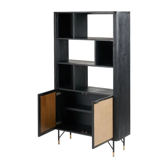 Fiji 2 Door Shelving Unit, Acacia Wood and Rattan 4