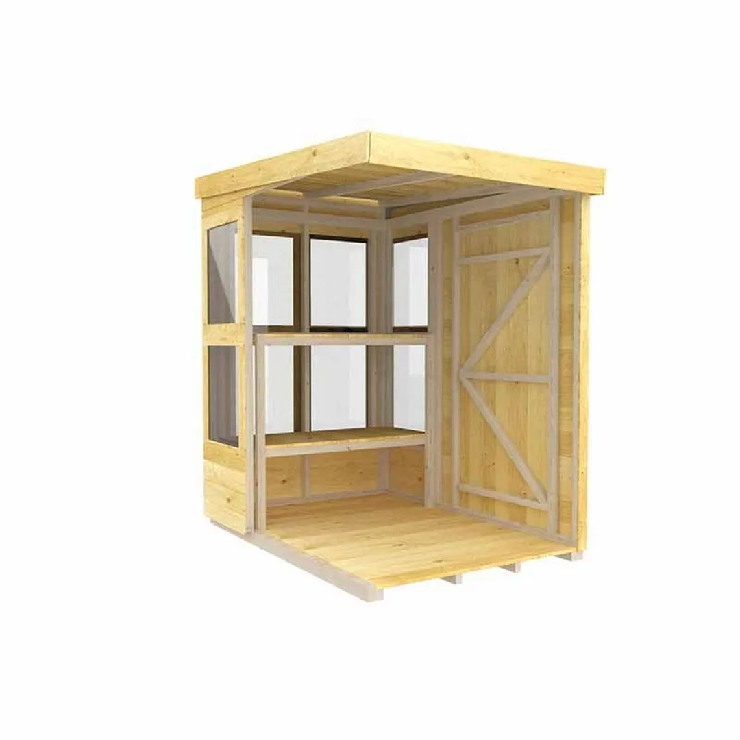 Buttercup Farm 6ft x 4ft Pent Potting Shed - Wood - L118 x W185 x H201 cm in Brown 2