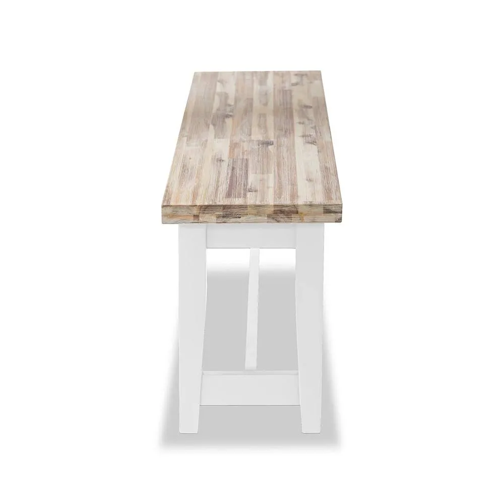 Statement Furniture Florence Solid Acacia Hardwood Dining Bench 120cm in White 3