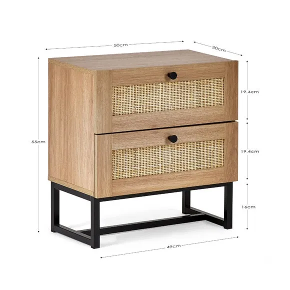 Hollis 2 Drawer Bedside Table, Oak 6