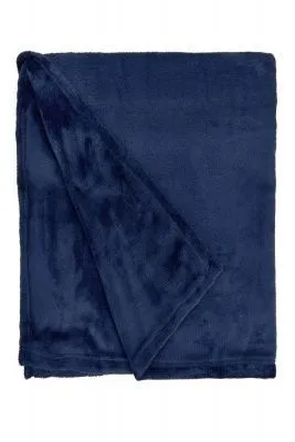 New Edge Blinds NewEdgeBlinds Plush Collection Flannel Fleece Super Soft Throw in Navy (79" x 95"), Blue