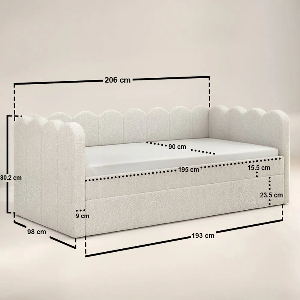 Flair Esme Cloud Fabric Day Bed with Trundle in Beige 6