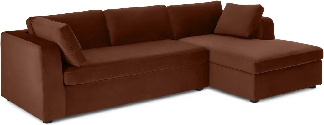 Mogen Right Hand Facing Chaise End Sofa Bed with Storage, Warm Caramel Velvet