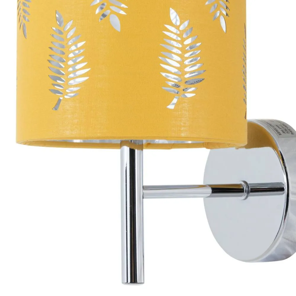 First Choice Lighting Set of 2 Brea - Chrome Wall Lights with Ochre Fern Shades in Silver 3