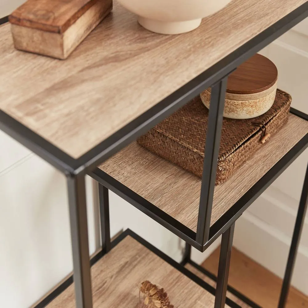 sweeek 4-level Industrial Bookshelf In Metal & Wood Effect in Light Brown 6