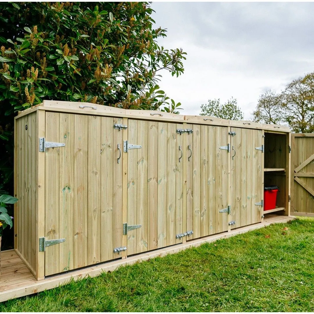 Buttercup Farm Shireburn Bin Store, Fits 4x 180L/240L Wheelie Bins & 2x Boxes in Brown 5