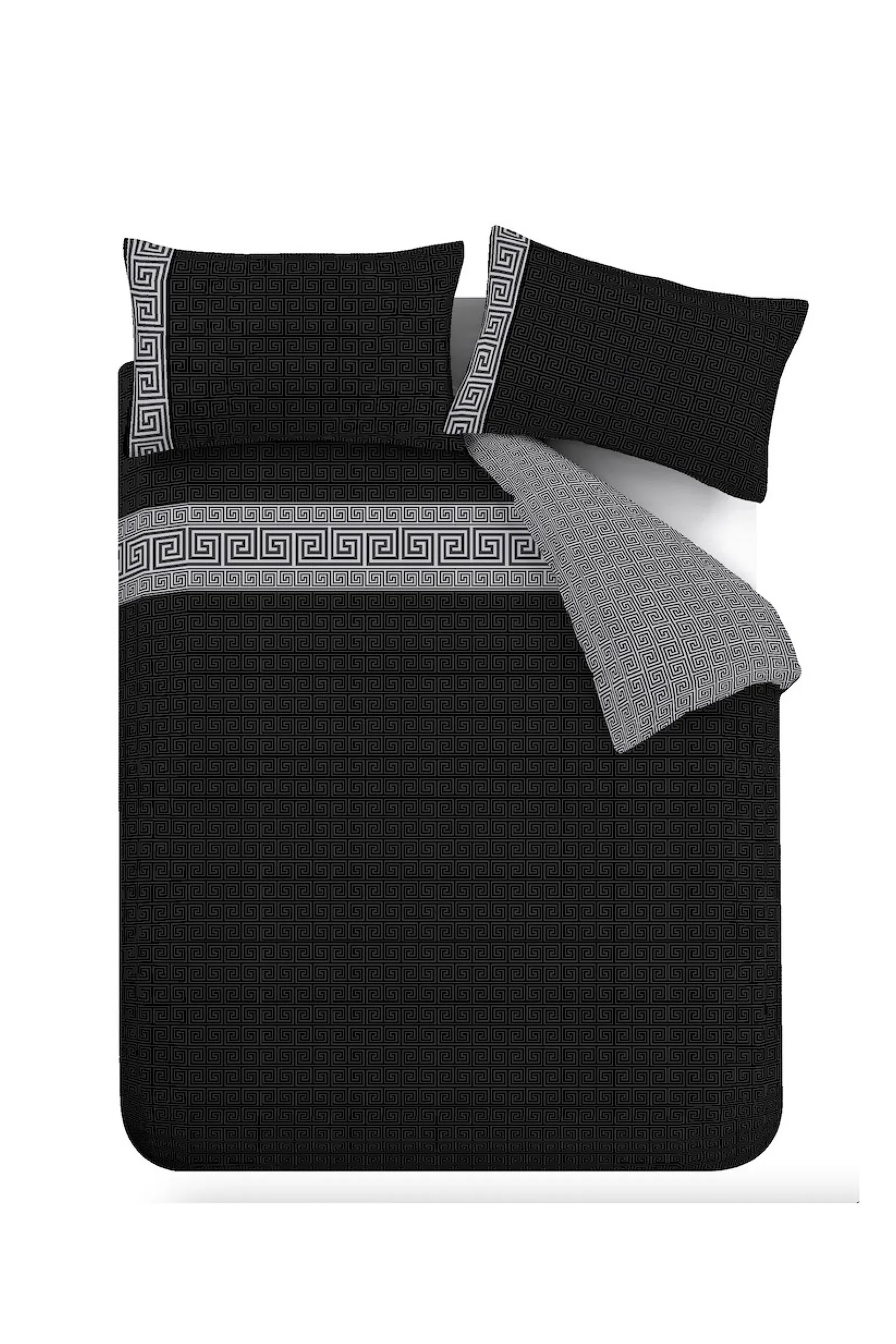 Catherine Lansfield 'Artemis Greek Key' Reversible Duvet Cover Set in Black 5