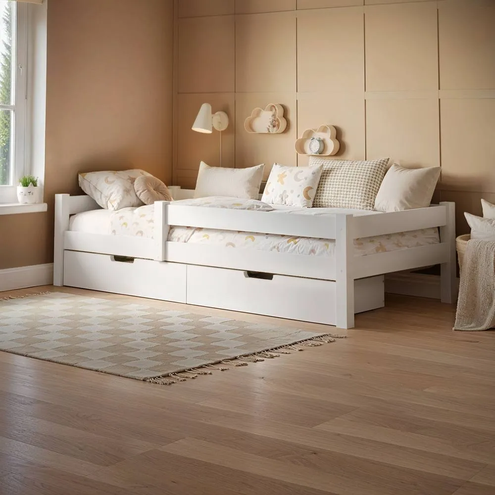 Flair Milo Single Bed with Storage in White