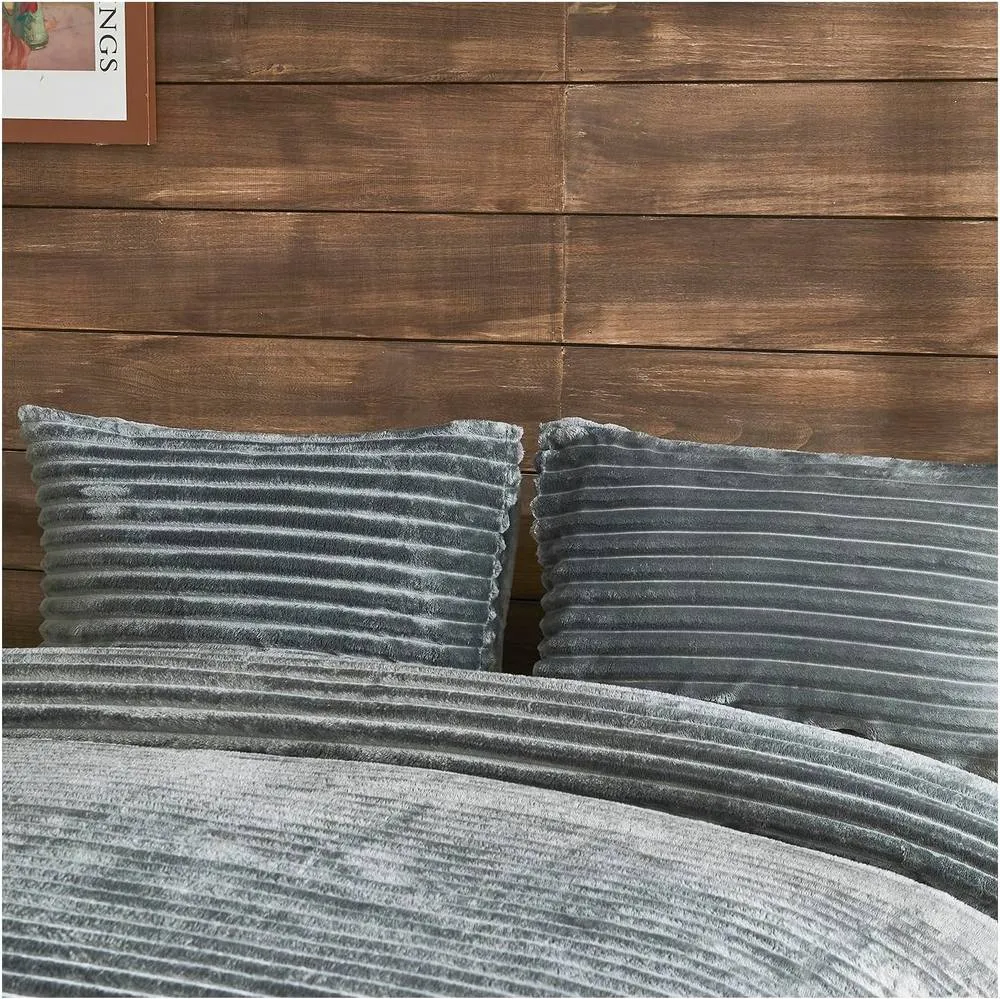 GAVENO CAVAILIA Osum Ribbed Duvet Cover Set in Charcoal 2