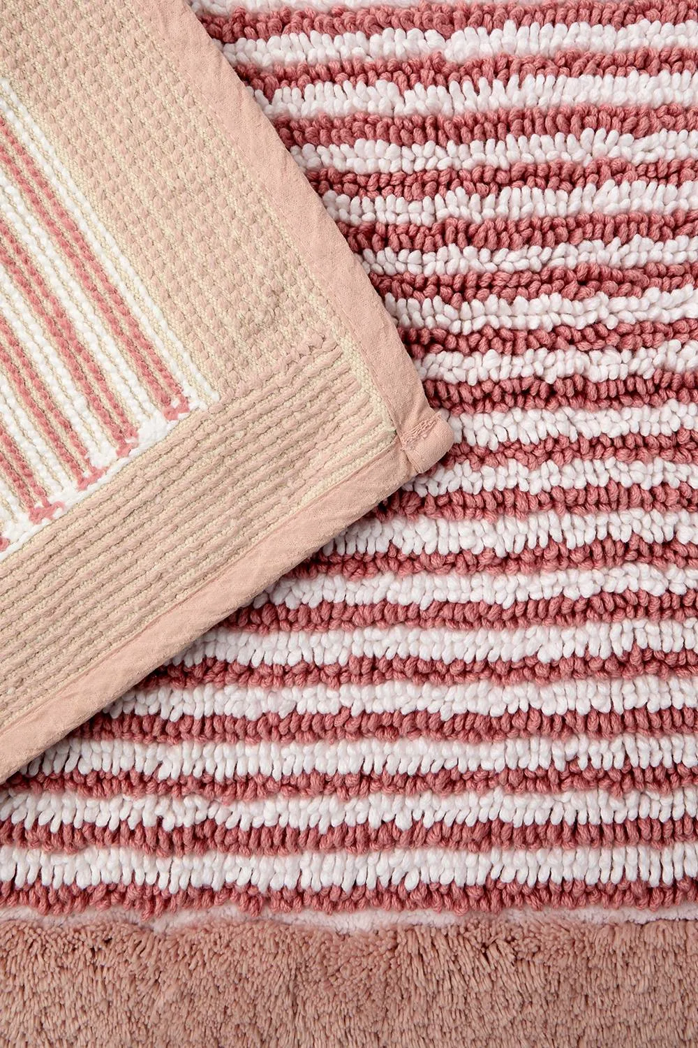 CHRISTY 'Portobello Stripe' Coastal Inspired Bath Rugs in Pink 3