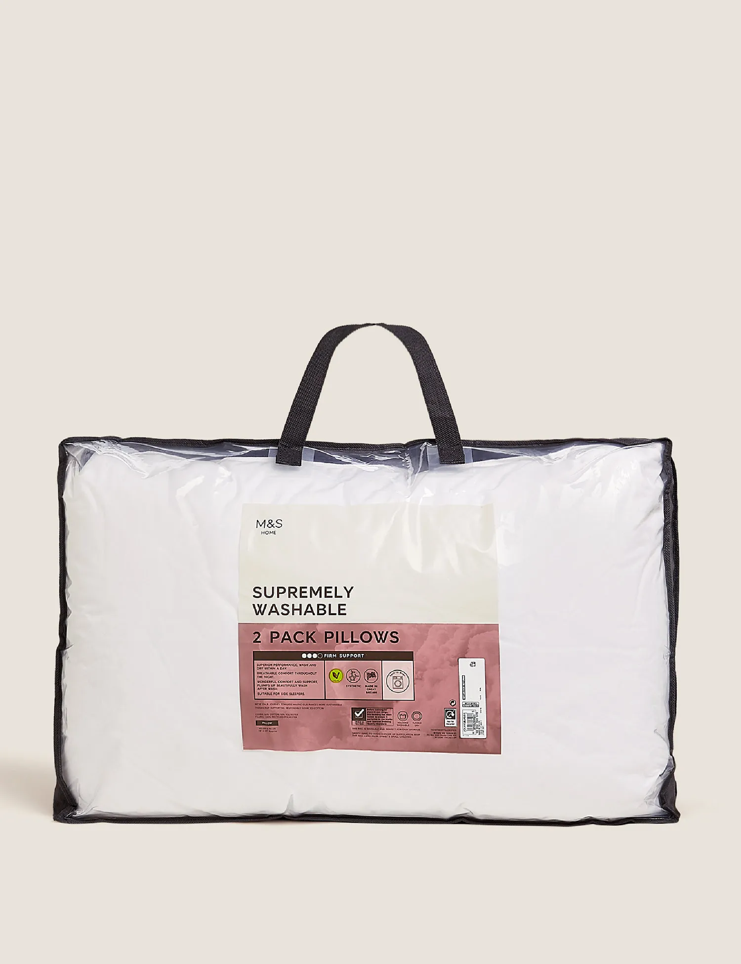 M&S 2 Pack Supremely Washable Firm Pillows