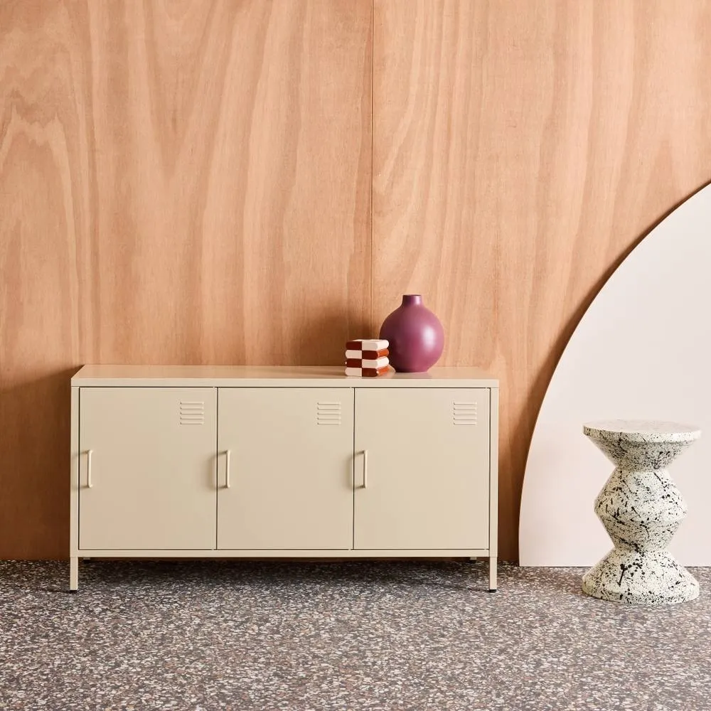 sweeek Industrial Metal TV Stand with 3 Doors 120cm in Cream